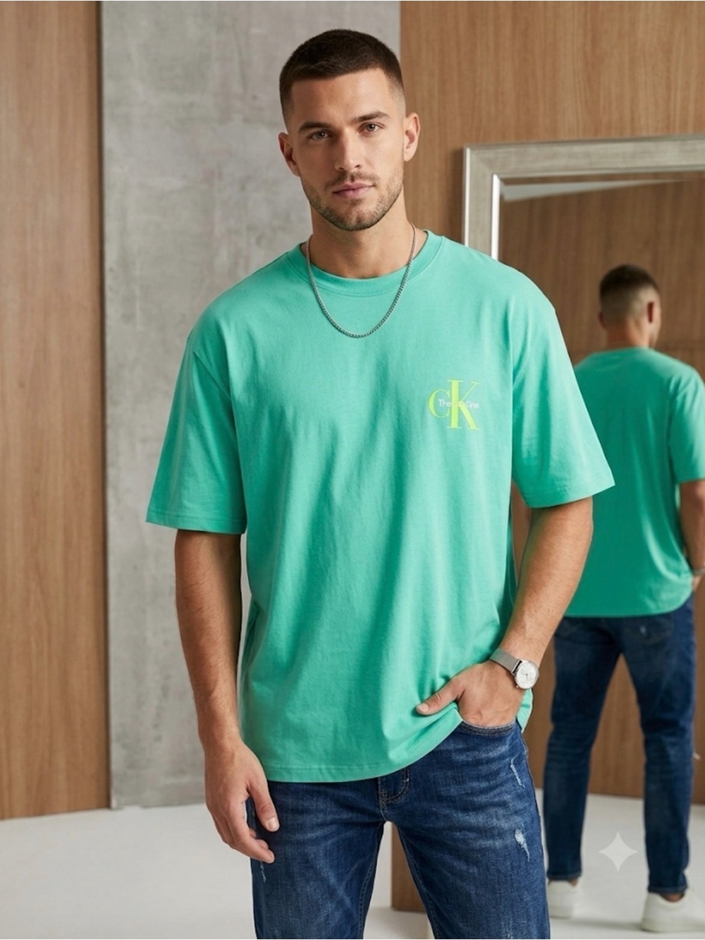 NWOT Calvin Klein Logo This is Love Neon T-Shirt Size Large